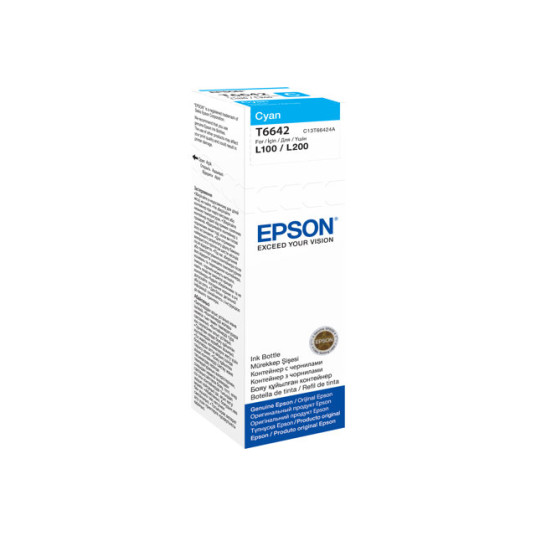 Epson T664 EcoTank -mustepullo, syaani