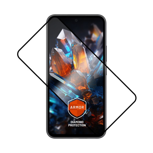 Kiinteä | Kiinteä panssari koko kansi 2.5D | Näytönsäästäjä | Samsung | Galaxy A55 5G | Karkaistu lasi | Musta