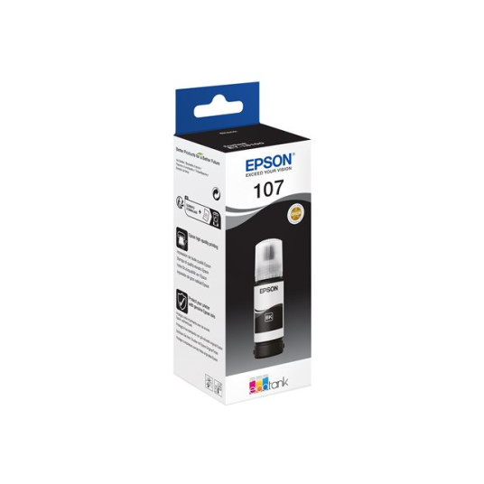 Epson 107 EcoTank -mustepullo, musta