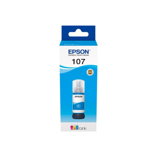 Epson 107 EcoTank -mustepullo, syaani