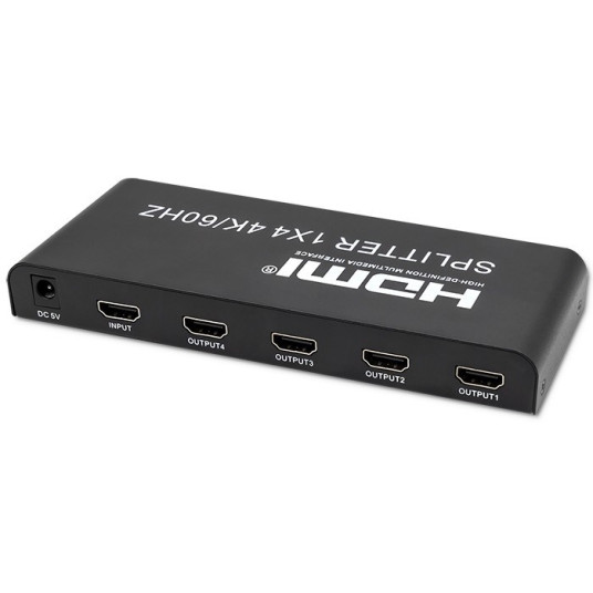 Qoltec 51799 Active HDMI Splitter 4 x HDMI 4K x 2K | 6 Gb/s | 60 Hz