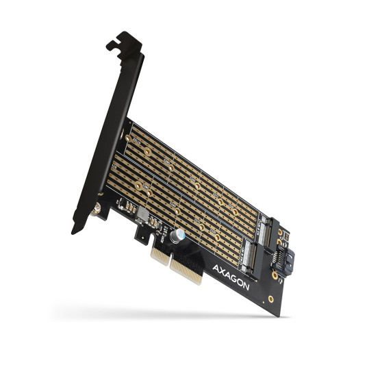 PCI-E 3.0 PCEM2-D 4x - DUAL M.2 SSD (NVMe + SATA), kaksoisjännite, jopa 110 mm SSD