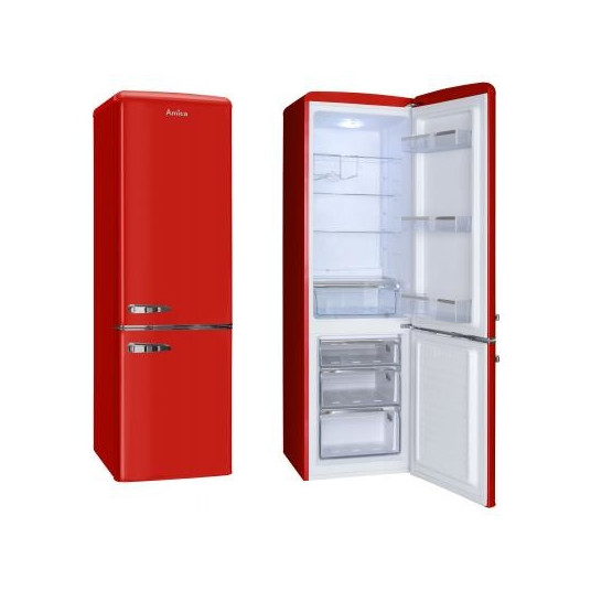 Amica KGCR 387100 R jääkaappi-pakastin Sisäänrakennettu 244 L punainen