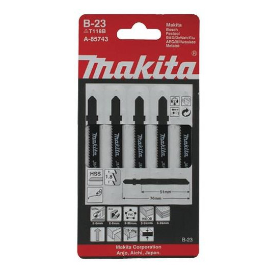 Metalliset jiirisahat Makita A-85743 T118B, 5 kpl.