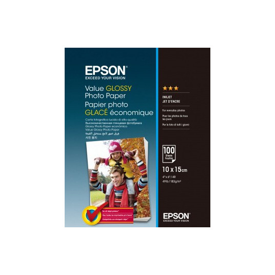 EPSON Value Glossy Photo Paper -valokuvapaperi, 10 x 15 cm, 100 arkkia