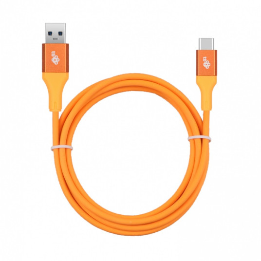 Kaapeli USB 3.0 - USB C 2m PREMIUM 3A oranssi TPE