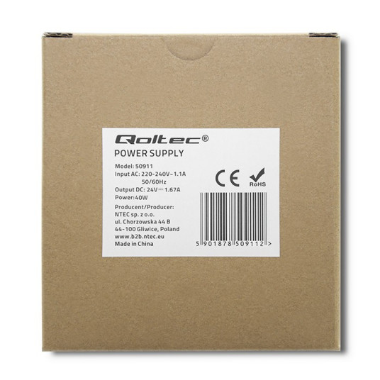 DIN-kiskovirtalähde 40W, 24V, 1,67A, ohut