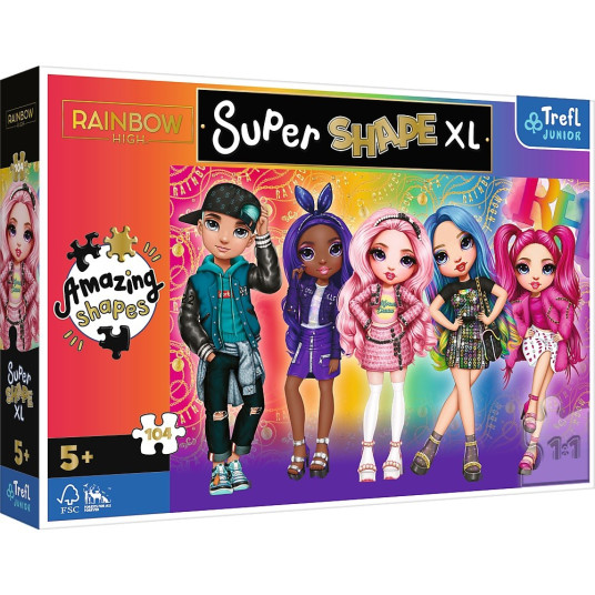 Puzzle 104 elementtiä XL Super Shape Dolls Rainbow High