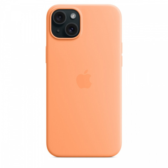 MagSafella varustettu silikonikotelo iPhone 15 Plus -puhelimelle - oranssi sorbetti