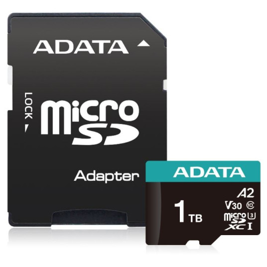 Micro SD PremierPro 1TB UHS1 U3 V30 100/85 MB/s + sovitin