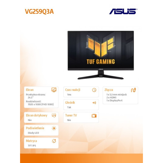 ASUS TUF Gaming VG259Q3A 24,5 tuuman IPS