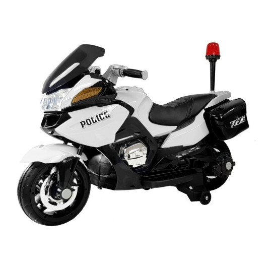Lasten sähköinen poliisimoottoripyörä HZB118, valkoinen