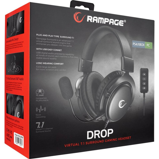 Kuulokkeet Rampage R36 Drop Gaming Headset Black
