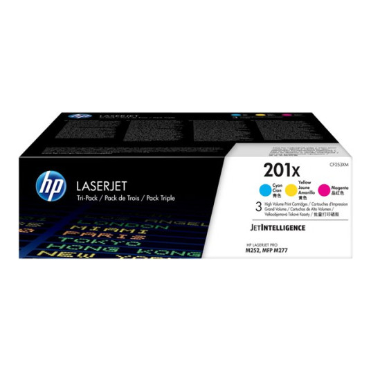 HP 201X 3-pack CMY alkuperäinen muste 2,3 tuhatta