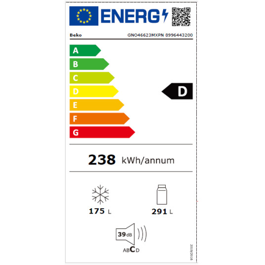 Jääkaappi BEKO GNO46623MXPN