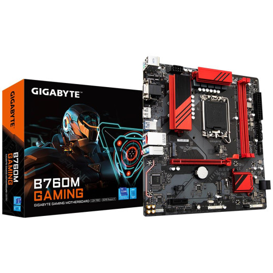 Emolevy|GIGABYTE|Intel B760 Express|LGA1700|Micro-ATX|Muisti DDR5|Muistipaikat 2|1xPCI-Express 3.0 1x|1xPCI-Express 4.0 16x|2xM.2|1x15pin D-sub|1xHDMI|1xDisplayPort|2xUSB 2.0|3xUSB 3.2|1xUSB-C|1xPS/2|1xRJ45|3xAudioportti|B760MGAMING