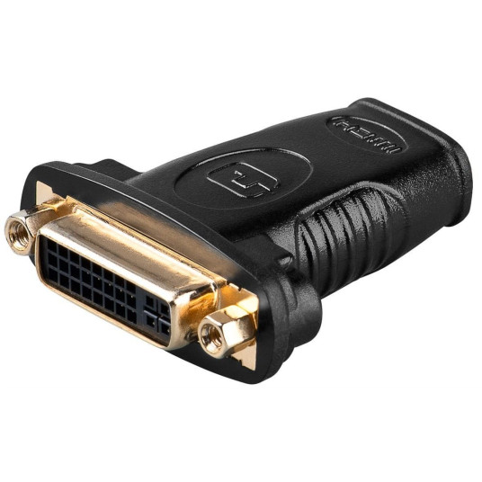 Goobay Black | HDMI naaras (tyyppi A) | DVI-I naaras Dual-Link (24+5-nastainen) | HDMI/DVI-I-sovitin, kullattu | 68690