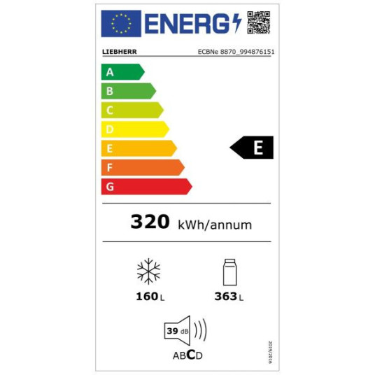 Sisäänrakennettu jääkaappi Liebherr ECBNe 8870-001