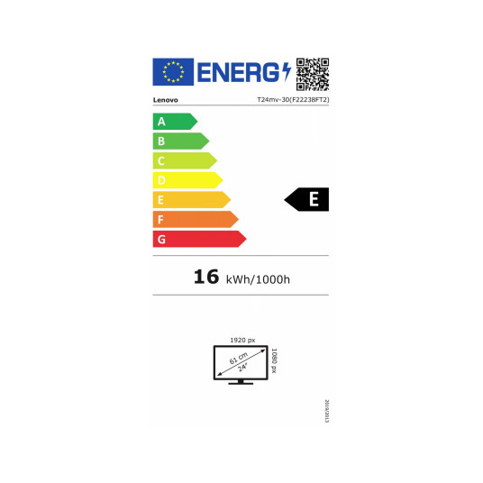 61cm/24" (1920x1080) Lenovo ThinkVision T24mv-30 16:9 FHD IPS 75Hz 4ms HDMI DP USB-C-kaiutin musta