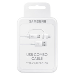 Kaapeli Samsung Cable combo with adapter microUSB & Type-C White