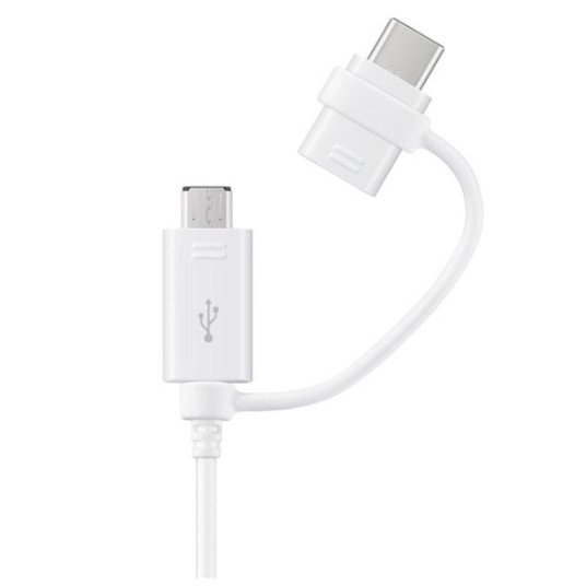 Kaapeli Samsung Cable combo with adapter microUSB & Type-C White