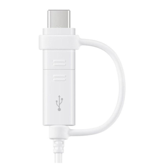 Kaapeli Samsung Cable combo with adapter microUSB & Type-C White