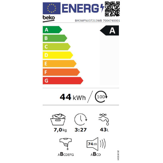 Pesukone BEKO BM3WFSU37213WB