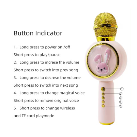 RoGer X6 Baby Rabbit Lasten karaokemikrofoni Bluetooth / SD-kortti