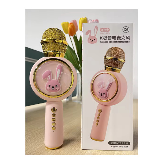 RoGer X6 Baby Rabbit Lasten karaokemikrofoni Bluetooth / SD-kortti