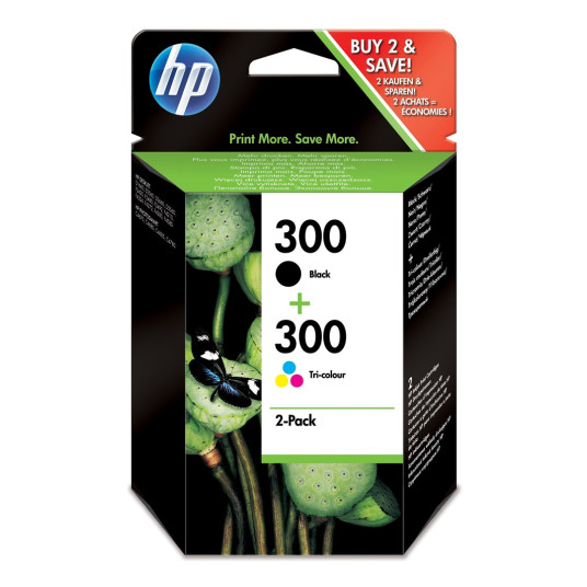 HP 300 2-pack musta/kolmivärinen alkuperäinen mustekasetti