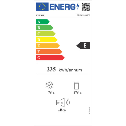 Jääkaappi HISENSE RB3B250SAWE HISENSE RB3B250SAWE