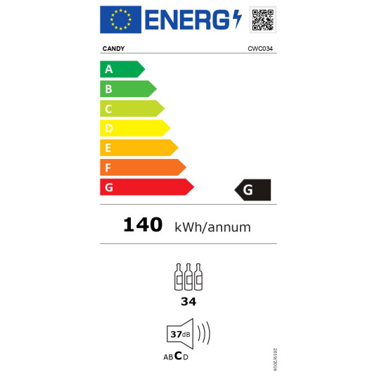 Viinijäähdytin | 438063 | Energiatehokkuusluokka G | Vapaasti seisova | Pullotilavuus 34 | Musta | Musta