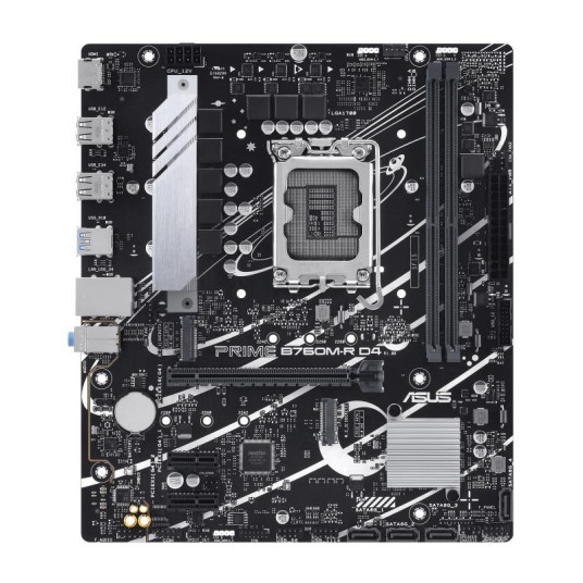 Emolevy|US|Intel B760 Express|LGA1700|Micro-ATX|Muisti DDR4|Muistipaikat 2|2xPCI-Express 4.0 1x|1xPCI-Express 4.0 16x|2xM.2|1x15pin D-sub|1xHDMI|4xUSB 2.0|4xUSB 3.2|1xOptinen S/PDIF|3xAudio portti|PRIMEB760M-RD4