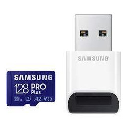 Samsung Pro PLUS microSDXC 128GB UHS-I U3 [Zapis 120MB/s Odczyt 160MB/s] z czytnikiem