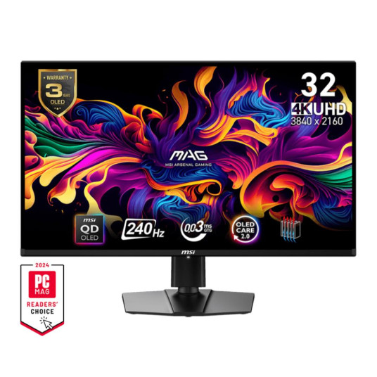 Näyttö|MSI|MAG 321UPX QD-OLED|32"|Gaming|Panel QD-OLED|3840x2160|16:9|240Hz|Matti|0.03 ms|Kääntyvä|Pivot|Korkeussäädettävä|Kallistus|Väri musta|MAG321UPXQD-OLED