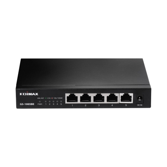 Edimax 5-Port 2.5 Gigabit Switch GS-1005BE Unmanaged, Pöytäkone/seinäasennus, 1 Gbps (RJ-45) portteja määrä 5, Virtalähdetyyppi Ulkoinen