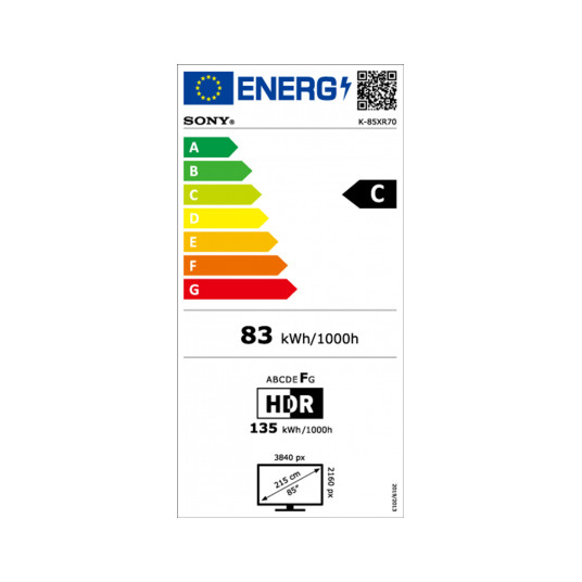 Televisio Sony Bravia 7 K85XR70PAEP Mini LED 85" Smart