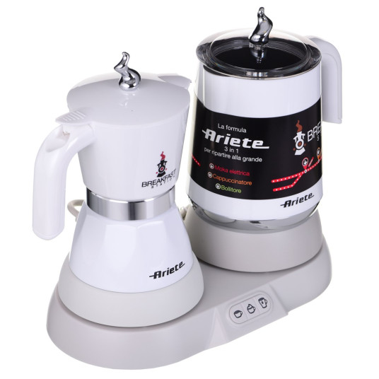 ARIETE 1344 Breakfast Station Sähkökahvinkeitin maidonvaahdottimella 500 W 250/140 ml Valkoinen