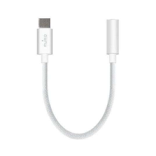 "Puro USB-C ja 3,5 mm:n pistorasia-adapteri, 15 cm, valkoinen".