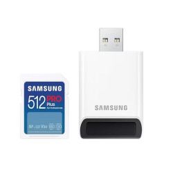 Samsung PRO Plus SDXC 512GB UHS-I U3 [Zapis 130MB/s Odczyt 180MB/s] v2023 z czytnikiem