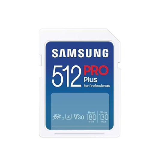 Samsung PRO Plus SDXC 512GB UHS-I U3 [Zapis 130MB/s Odczyt 180MB/s] v2023 z czytnikiem