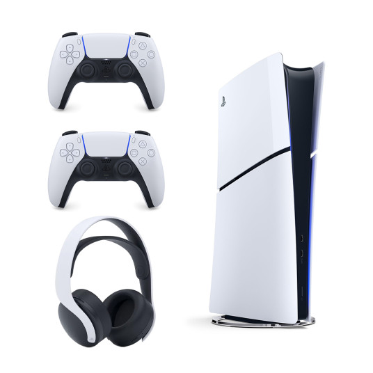 Pelikonsoli Sony Playstation 5 Slim Digital Edition (PS5) 1TB White + lisäohjain Sony DualSense PS5 + Kuulokkeet Sony PS5 „Pulse 3D“