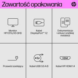 HP E27q G5 -tietokonenäyttö 68,6 cm (27") 2560 x 1440 pikseliä Quad HD LCD musta, hopea