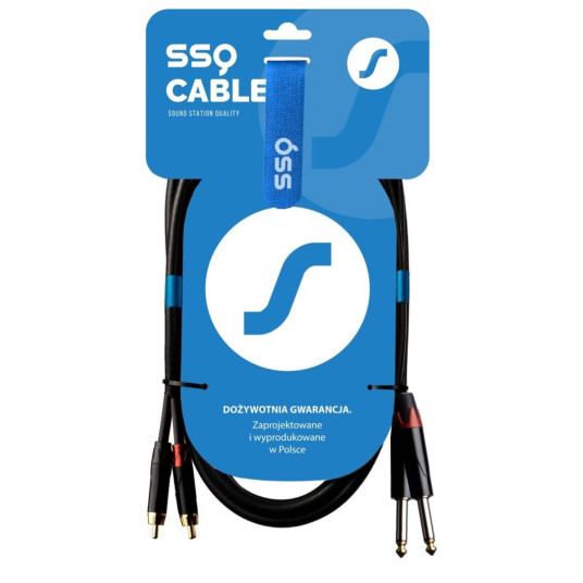 SSQ RCAJM3 SS-1429 Kaapeli 2x RCA - 2x Jack Mono 6,3 mm 3 m Musta