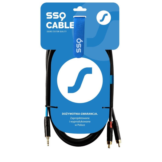 SSQ MIJRCA3 SS-1423 Kaapeli Mini Jack Stereo 3,5 mm - 2x RCA 3 m Musta