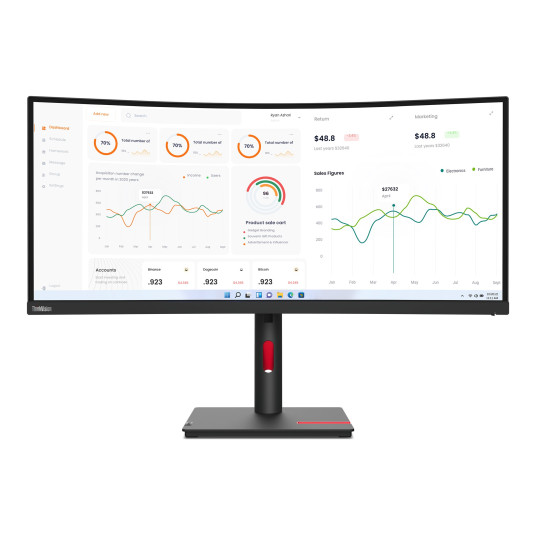 LENOVO 34,0" T34W-30 KAARVA WQHD 3440X1440 21:9 HDMI/DP/USB-C(75W)/RJ45