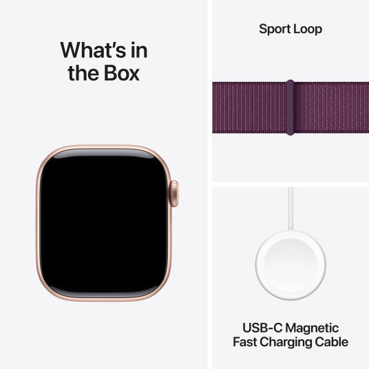 Älykello Apple Watch Series 10 GPS 42mm Rose Gold Aluminium Case with Plum Sport Loop