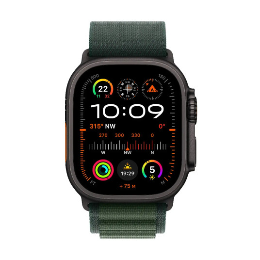 Älykello Apple Watch Ultra 2 GPS + Cellular 49mm Black Titanium Case with Dark Green Alpine Loop - Small