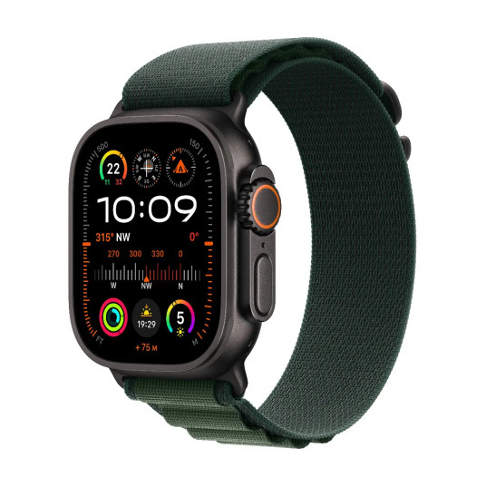 Älykello Apple Watch Ultra 2 GPS + Cellular 49mm Black Titanium Case with Dark Green Alpine Loop - Medium