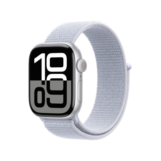 Älykello Apple Watch Series 10 GPS + Cellular 42mm Silver Aluminium Case with Blue Cloud Sport Loop